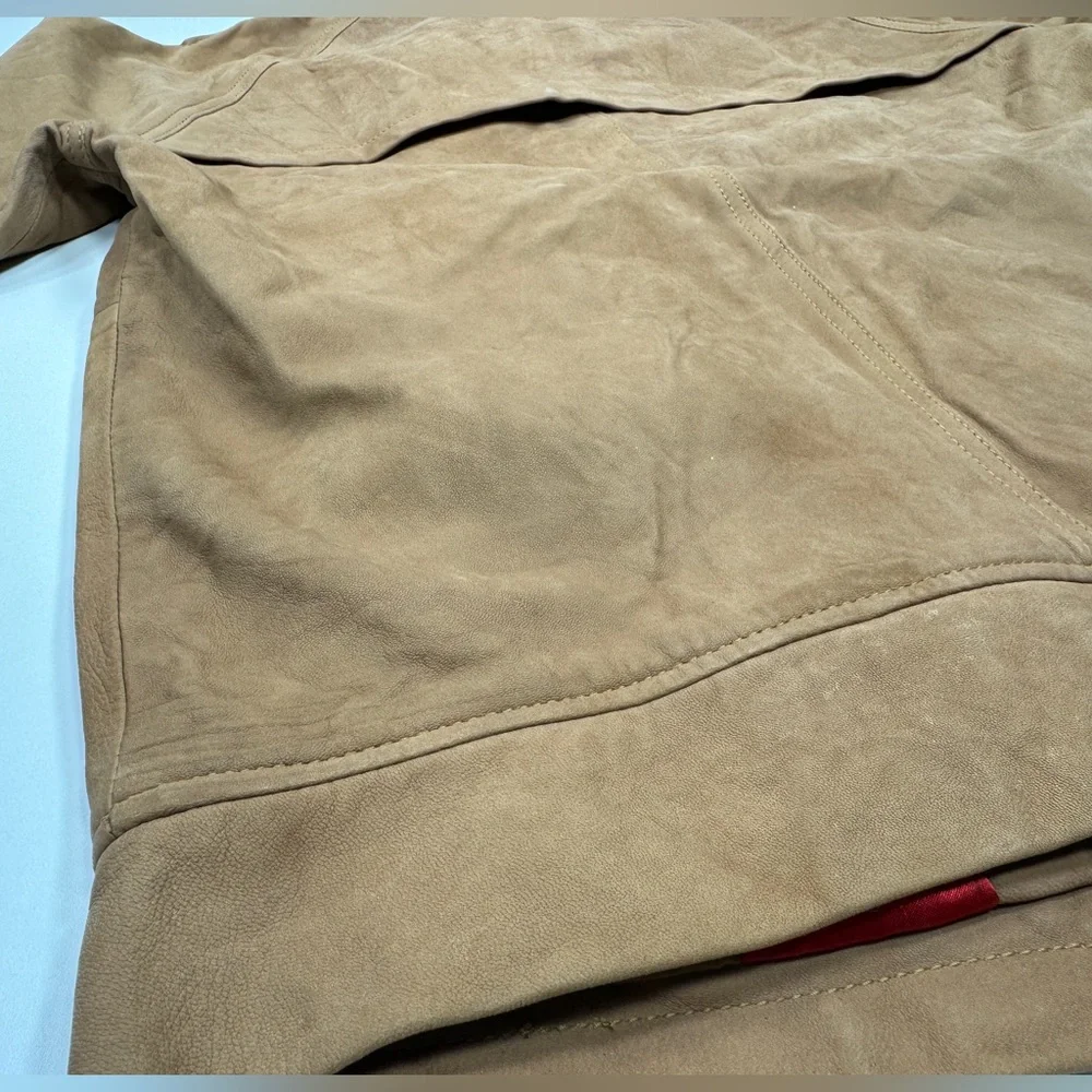 Surface to Air Seasaw Biker Jacket Tan Nubuck Leather Motorcycle Neck Straps M - Picture 11 of 16